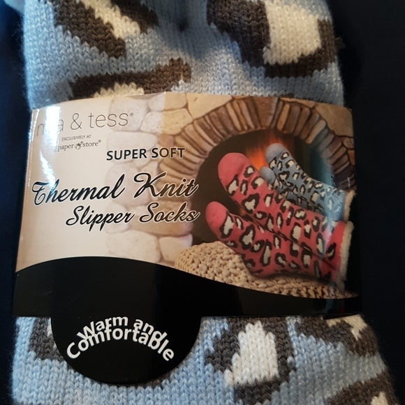 Mia & Tess women's thermal knit slipper socks sherpa lined, New - Picture 2 of 5